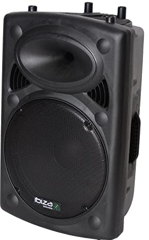 Ibiza - SLK15A-TWS- Enceinte Active Plug & Play de 15”/38cm, 800W avec amplificateur intégré - Bluetooth, USB, SD et AUX - Fonction TWS - Noir