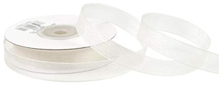 Organzaband 12mm x 25m Rolle - FARBAUSWAHL in 3/6/12/25/38mm - transparent, farbecht & waschbar - Schleifenband für Hochzeit - Geschenkband zum Verpacken Dekorieren Basteln - Ivory Elfenbein 810