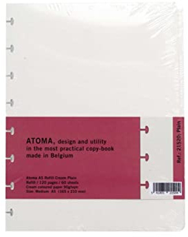 Atoma Notizpapier Größe Medium A5 mit 60 blanko, cremefarbene Blätter für Kopierbuch