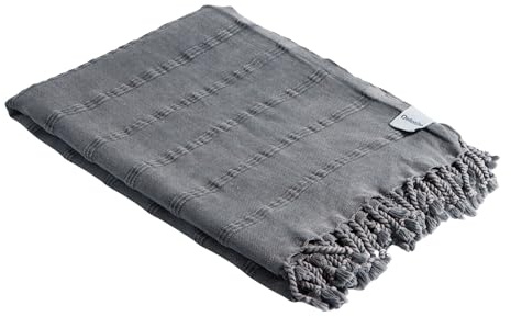 InfuseZen Stonewashed Turkish Bath & Beach Towel –100% Organic Turkish Cotton - Soft, Lightweight, Absorbent - Quick Dry, Sand Free - Swim, Pool, Shower, Travel - Peshtemal, Hammam Spa Towel - Black