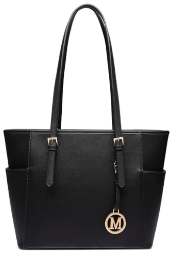 Miss Lulu Borsa Tote Donna Grande Nero, Capiente Spalla PU Pelle Vintage, per Ufficio, Università, Lavoro, Scuola e Shopping，Regalo Ideale per Donne