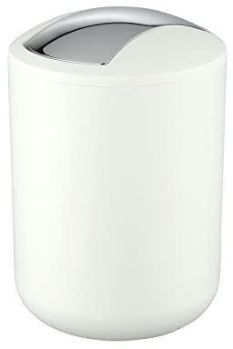 Wenko Cubo con tapa oscilante Brasilblanco 2 l - a prueba de rotura Capacidad: 2 l, Plástico (TPE), 14 x 21 x 14 cm, Blanco