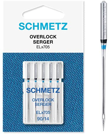 Sewing Machine Needles Schmetz - Overlock / Serger ELx705, Size: 90/14 (Single Packet) + FREE ABC Needle Guide & Postage