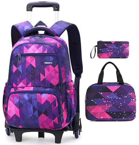 Voici et Voila Regali Scolastici 4 Sets Zaino Ruote per Bambini Elementare Scuola Ragazza Trolley Borsa Viaggio Zainetti per Bambini Cartella Scuola Ragazzi 31x16x45cm