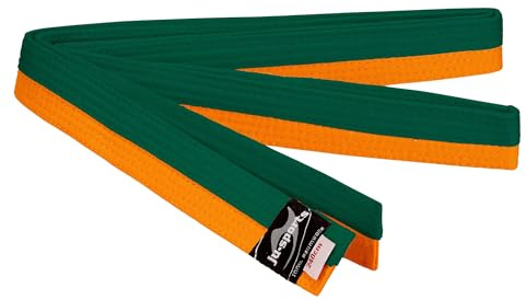 Ju-Sports Budogürtel - orange/grün, Baumwolle I Kampfsport Gürtel Für Budo-Sportarten, Judo, Karate uvm. I Ca. 4 cm breiter Martial Arts Gürtel