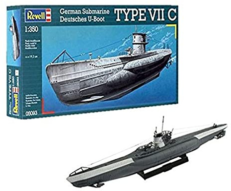 Revell Modellbausatz Schiff 1:350 - Deutsches U-Boot TYPE VII C im Maßstab 1:350, Level 4, originalgetreue Nachbildung mit vielen Details, 05093, Mittel