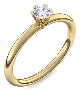 Gold Ring Verlobungsringe Gold (Silber 925 vergoldet) von AMOONIC mit Zirkonia Stein +LUXUSETUI! Goldring Gelbgold Ring Zirkonia wie Diamant Geschenk Ringe Verlobung UW01VGGGZIFA52