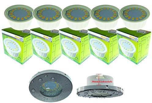 Trango 5er Pack MO36K*5 Lichtfarbe nach Wunsch LED Modul (Steuerung durch ON/OFF Lichtschalter) wählbaren Lichtfarben 3000K /4000K / 6000K nur 30mm Einbautiefe