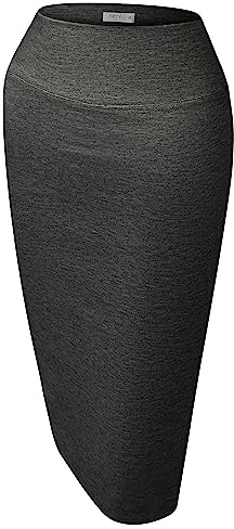 Womens Below the Knee Pencil Skirt for Office Wear - Made in USA, Charcoal, X-Large