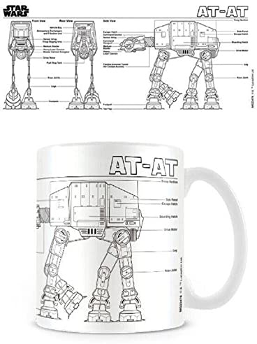 Star Wars Pyramid International (at at Sketch) Official Boxed Ceramic Coffee/Tea Mug, 11 oz, Multi-Colour, 315 ml