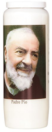 Hautekiet 1332265 Padre Pio Kerze 9 Tage, 6,8 x 20 cm, Weiß