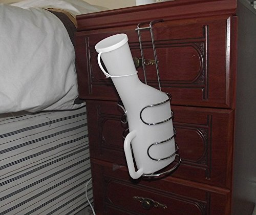Urine Bottle Holder - Urinal and Holder - Keep Bottle Within Reach and avoids Spills -Chrome - from Bayliss Mobility