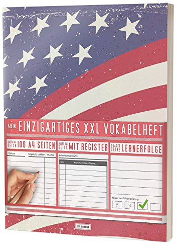 Mein Einzigartiges XXL Vokabelheft: 100+ Seiten, 2 Spalten, Register / Lernerfolge auf jeder Seite zum Abhaken / PR101 American Flag / DIN A4 Softcover