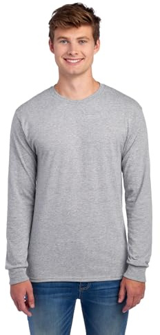 Jerzees Men's Dri-Power Cotton Blend Long Sleeve Tees, Moisture Wicking, Odor Protection, UPF 30+, Sizes S-3X, Athletic Heather, Medium