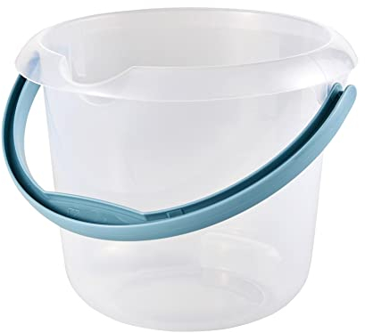 keeeper Bucket with Integrated Measuring Scale and Ergonomic Handle, 5 Litre, Mika, Natural Transparent