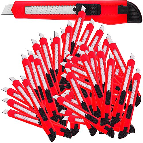DEUBA® Juego de 50 Cúteres con Asa Ergonómica Hoja 9mm Set de Cuchillas Multiuso para alfombras fieltro Corte a presión