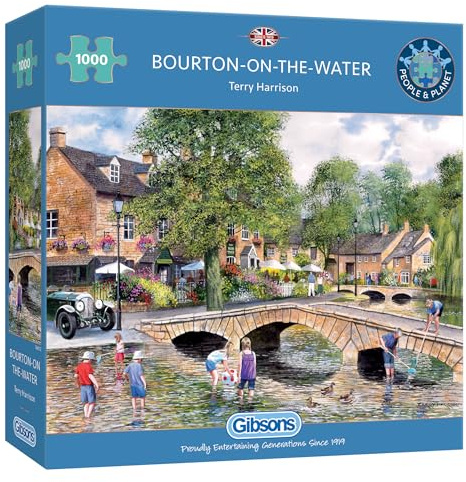 Gibsons Bourton-on-the-Water 1000 Piece Jigsaw Puzzle for Adults – Countryside Village Scene by Terry Harrison – Picturesque Cotswolds Artwork – Premium Sustainable Puzzle Made in the UK/EU