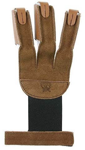 elToro Fingerhandschuh I – weicher Leder-Schießhandschuh für Bogenschützen – mit Klettverschluss, Rechts- & Linkshand geeignet, komfortabler Fingerschutz für Recurve & Langbogen (M)