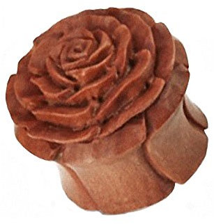 Piercingfaktor Ohr Plug Flesh Tunnel Piercing Ohrpiercing Organic Holz Blume Schwarz Rose Braun 12mm Braun