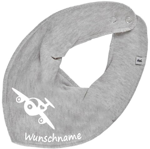 HALSTUCH mit Namen oder Text personalisiert für Baby oder Kind aus Baumwolle in Einheitsgröße Flugzeug