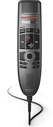 Philips SMP3800 SpeechMike Premium Touch, USB-Diktiermikrofon für kristallklare Aufnahmen und Beste Spracherkennungsergebnisse, Barcode-Scanner, sensorisches Bedienfeld und Drucktasten, Anthrazit