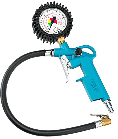 HAZET Reifenfüll-Messgerät 9041-1 I Manometer-Messbereich: 0-12 bar, Schlauchlänge: 400 mm, Manometer-Durchmesser: 63 mm I Reifendruck-Prüfer für Auto, Motorrad, Lkw uvm.