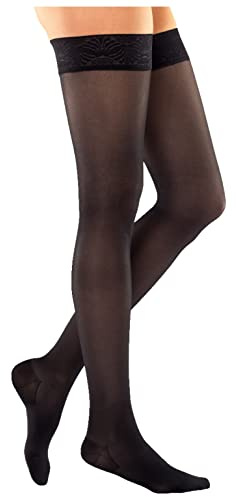 medi MJ-1 Metropole Kompressions-Schenkelstrümpfe | Größe M | Farbe: Jet Black | L2 Lang | Damen