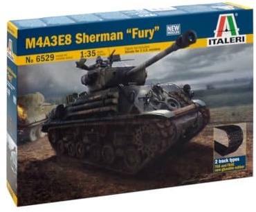 Italeri 510006529 - 1:35 M4A3E8 Sherman, Fury, Panzer, Schwarz, Mittel