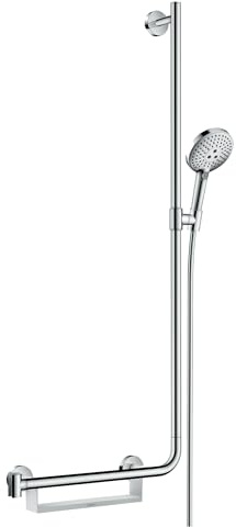 hansgrohe Raindance Select S Duschset, 1,10 m, mit Haltegriff links, 3 Strahlarten, Chrom