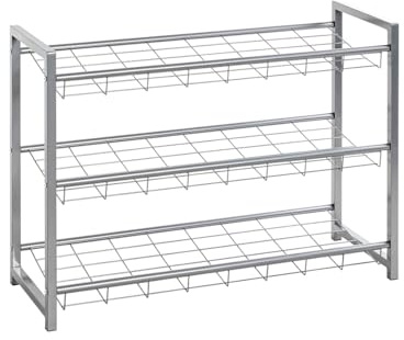 HAKU Schuhregal Metall alufarben Schuhablage mit 3 Ablagen Shoe Rack - Maße: B 80 x H 60 x T 30 cm, Style: Modern, alu - 38727