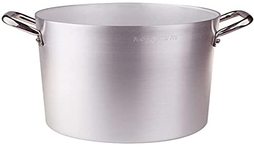 Pentole Agnelli Aluminium-Topf, 2 Griffe aus Edelstahl, Silberfarben. 50 cm Silber/schwarz