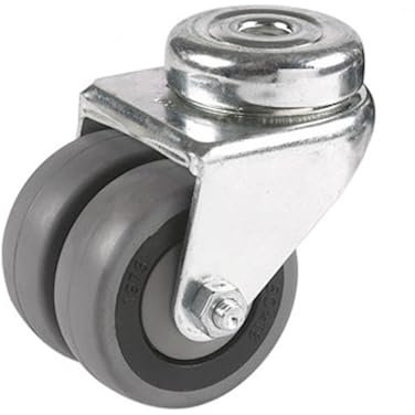 Roulette OEIL JUMELÉE pivotante diamètre 50 mm caoutchouc GRIS roulements à billes - 60 Kg