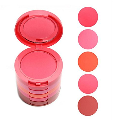 Pure Vie® Naturel 5 Couleurs Palette de Maquillage Blush Fard à Joues Poudre Cosmétique Set - Convient Parfaitement pour une Utilisation Professionnelle ou à la Maison