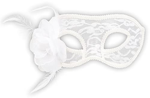 Boland 97529 - Spitzen Augenmaske Mystique, Weiß, sexy, Venezianische Maske, Maskerade Kostüm, Halloween, Gesichtsmaske, Mottoparty, Karneval, Rollenspiel