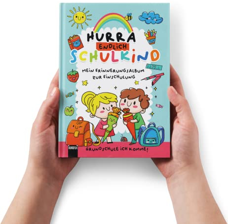 Rundfux Grundschule, ich komme - Erinnerungsalbum zur Einschulung (Unisex) 1.Schuljahr, Fotos, Sprüche im Kawaii Stil - A5 Hardcover