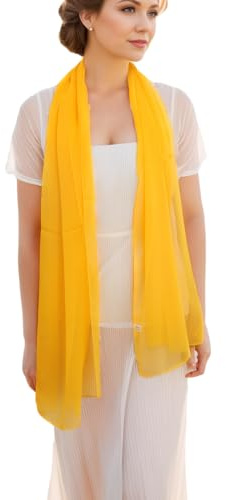 Prettystern Donna Uomo 180cm Lunga Pura Seta Leggera Sciarpa Stola Foulard Coprispalle Elegante da Cerimonia giallo