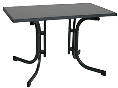 greemotion Klapptisch anthrazit, Gartentisch mit witterungsbeständiger Sevelit-Tischplatte in Schieferoptik, platzsparend klappbar, Tisch mit Niveauregulierung, Maße: ca. 110 x 70 x 70 cm