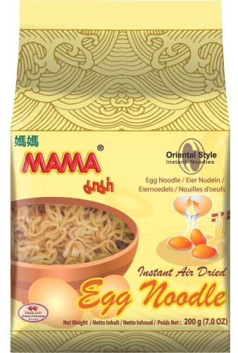 Mama Fideos de Huevo 200gr - Pasta Tailandesa | Fideos premium de la marca Mama, importados de Tailandia, contenido 1x200 gramos, calidad garantizada
