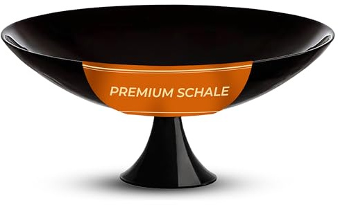 CRISTALICA Obstschale Schwarz - Dekoschale mit Fuß aus Glas - 16,5 cm Durchmesser - Premium Süßigkeiten Schale - Handarbeit Made in Germany - Glasschale Deko - Schale Schwarz - Obstschale Modern