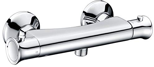 Locus VeeBath moderno, con miscelatore termostatico per doccia, cromato, per vasca da bagno con miscelatore termostatico