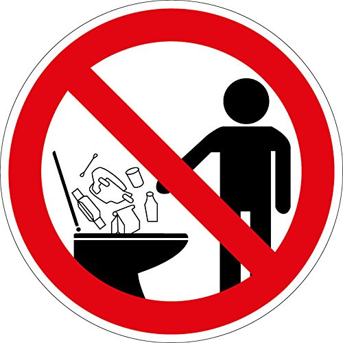 Verbotszeichen - Keine Hygieneartikel in die Toilette werfen - Kunststoff Selbstklebend - Ø 20 cm