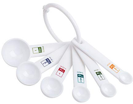 Fox Run 6-Piece Plastic Measuring Spoon Set White, 1.6 x 9 x 3 inches