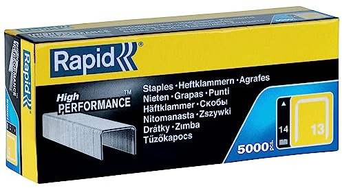Rapid Tackerklammern Typ 13, 14mm Klammern, 5.000 Stk. Grosspackung, Feindrahtklammern für Holz und Leinwand | Galvanisierter Qualitätsstahl; präziser Anschnitt; kompatibel mit Typ 13 Tackern; für Holz, Stoffe und Leinwände; 14 mm Länge