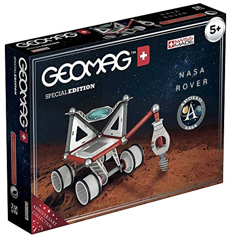 GEOMAG - NASA LUNAR ROVER - 52 Piezas - Reproduce con Bloques Magnéticos el Vehículo Rover de la NASA - Para Niños Desde 5 Años - Edición 50 Aniversario Del Primer Alunizaje - Fabricación Suiza- STEM