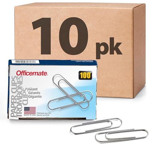 Officemate Giant Paper Clips, Pack of 10 Boxes of 100 Clips Each (1,000 Clips Total) (99914)