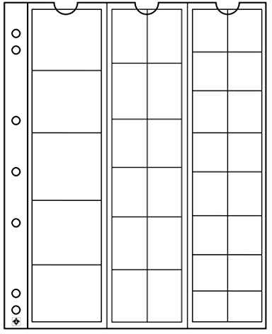 Leuchtturm 323010 Coin Sleeves Numis Mix - 33 compartments for coins of various diameters - pack of 5