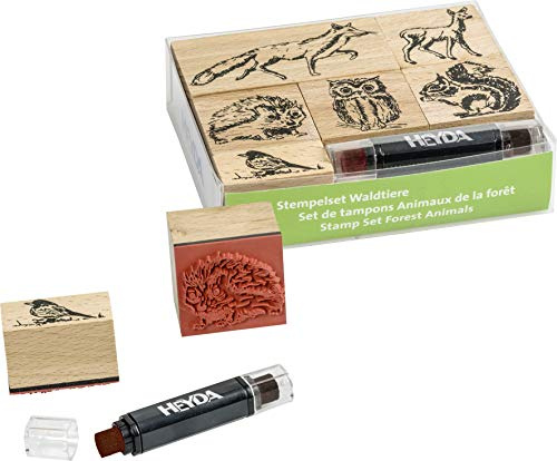 Heyda 204888695 Stempel-Set „Waldtiere“ Setgröße: 12 x 10 x 3 cm, 6 Holz-Stempel