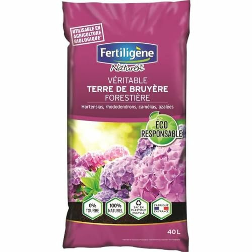 FERTILIGENE NATUREN FBF40N - Terre de Bruyère Forestière UAB 40 L - Meilleur enracinement des Plantes - Nourrit en continu - Hortensias, camélias, azalées, rhododendrons - Terre démarche Responsable
