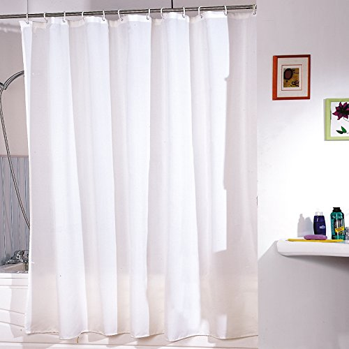 MSV Anti-Schimmel Duschvorhang - Anti-Bakteriell, waschbar, wasserdicht, mit 12 Duschvorhangringen - Polyester, „Weiß“ 180x200cm