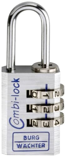 Burg-Wächter Burg-tvättmaskin justerbart kombinationslås, Combi Lock 90 20 Chromo SB, stryktjocklek: 3,2 mm